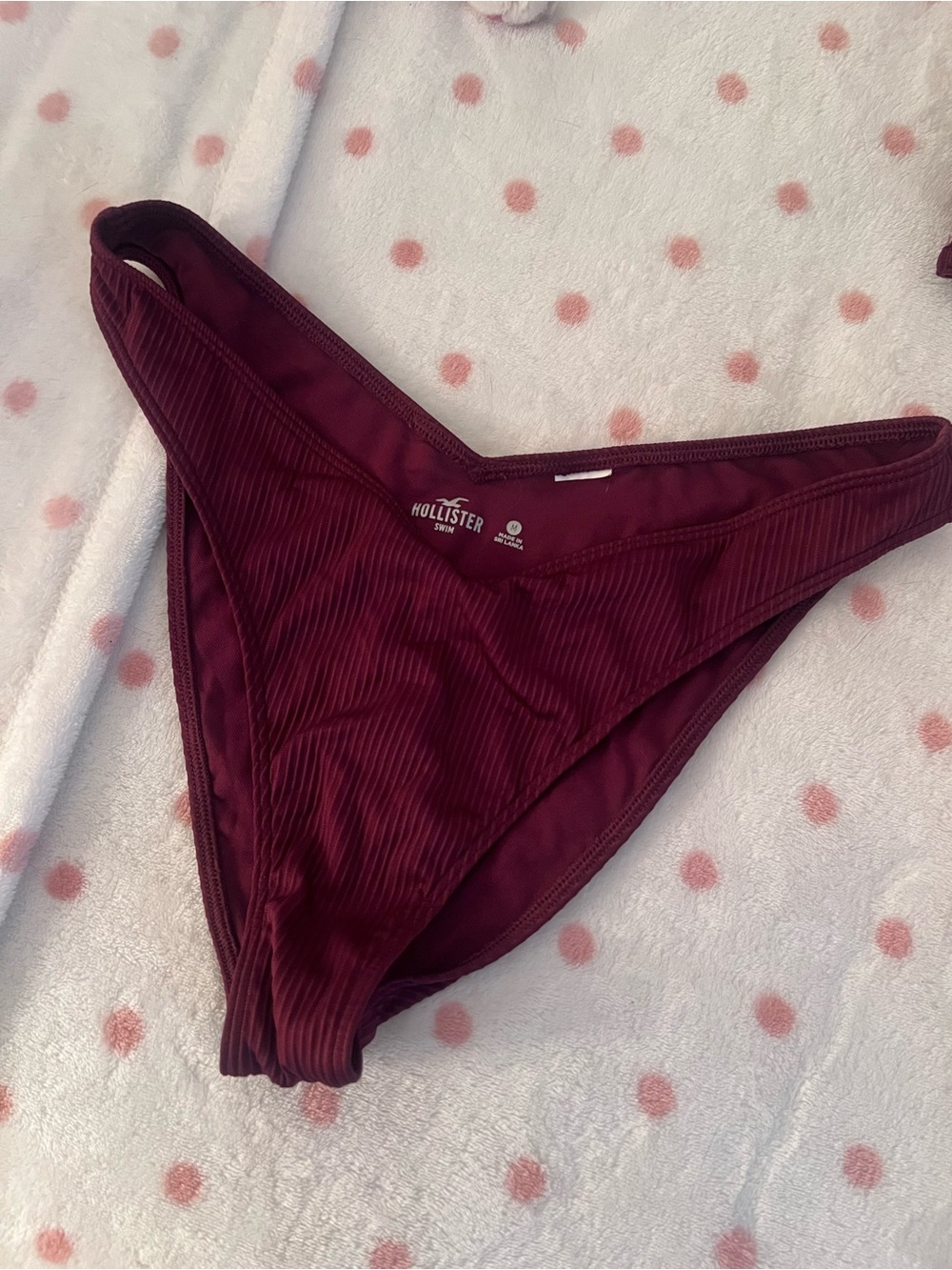 Hollister Ribbed Bikini Bottom in Burgundy